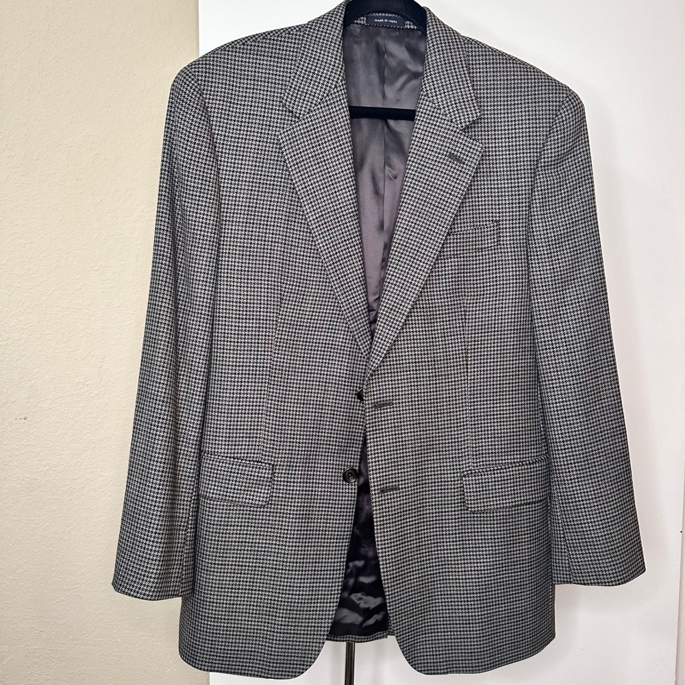 Ralph Lauren Mens Grey Houndstooth 100% Wool Blazer Jacket 40R Dillard's